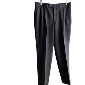 Bert Pulitzer Men's Wool Dress Pants Size 36 X 32 Gray Pleated Cuffed Vintage